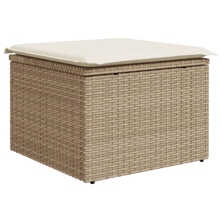 10-delige Loungeset met kussens poly rattan beige - Afbeelding 4