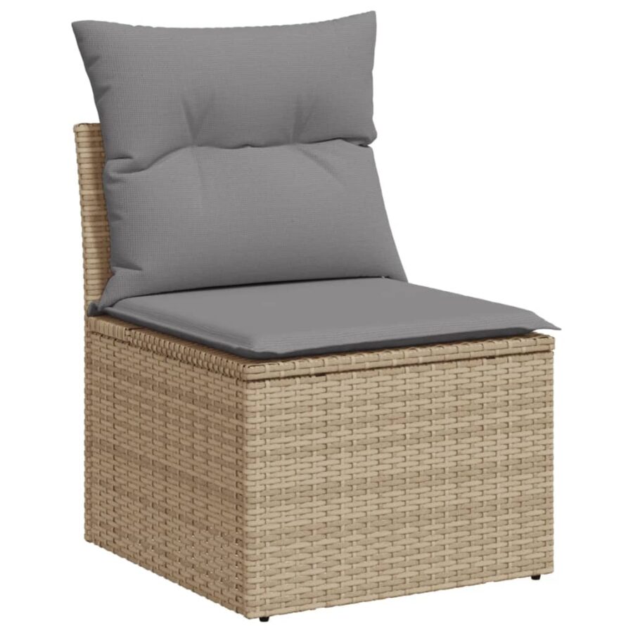 10-delige Loungeset met kussens poly rattan gemengd beige - Afbeelding 6