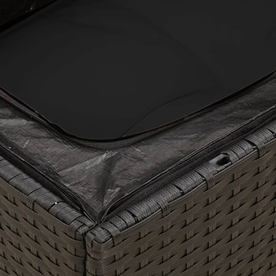 14-delige Loungeset met kussens poly rattan zwart - Afbeelding 7