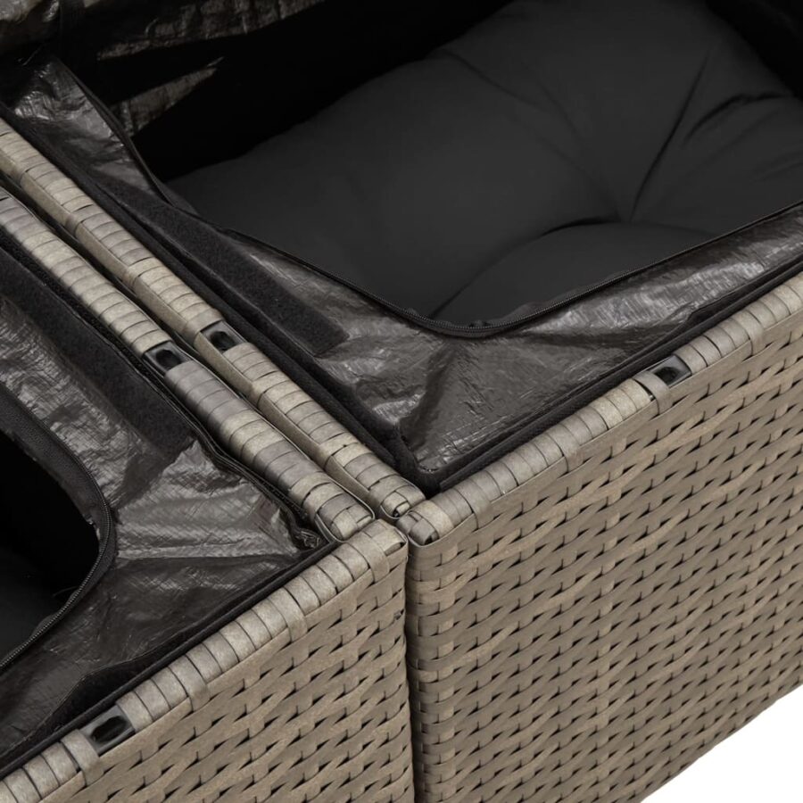 10-delige Loungeset met kussens poly rattan grijs - Afbeelding 12