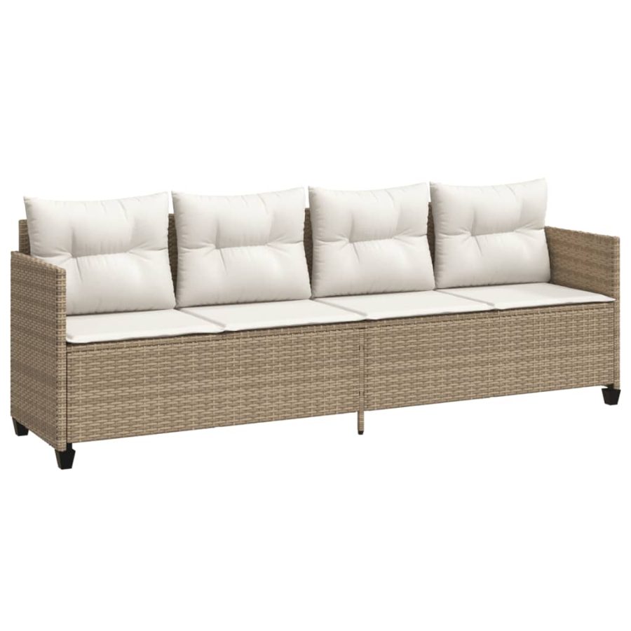 5-delige Loungeset met kussens poly rattan beige - Afbeelding 3