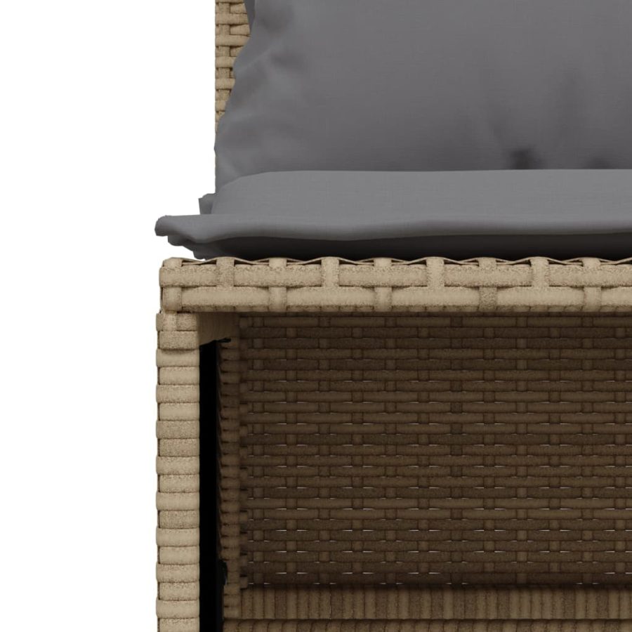 5-delige Loungeset met kussens poly rattan beige - Afbeelding 5