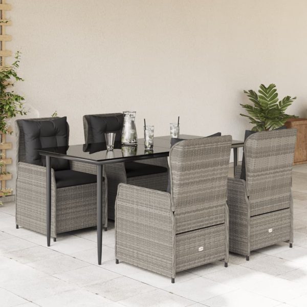 5-delige Tuinset met kussens poly rattan lichtgrijs