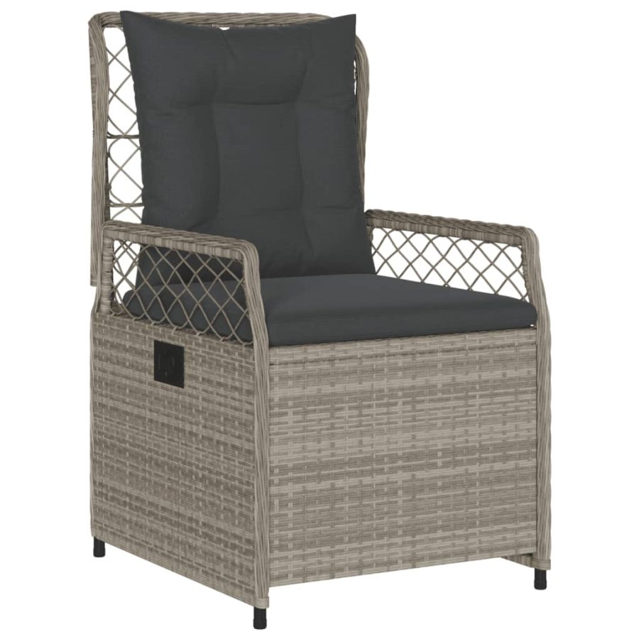 5-delige Tuinset met kussens poly rattan lichtgrijs - Afbeelding 3