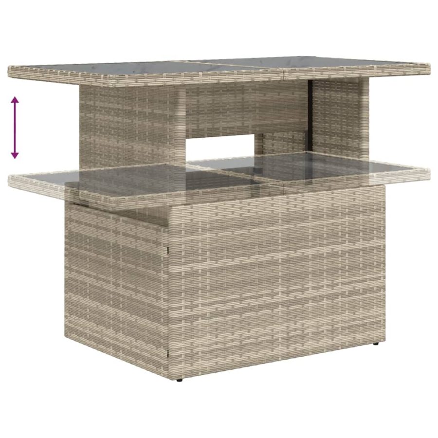 5-delige Loungeset met kussens poly rattan lichtgrijs - Afbeelding 6