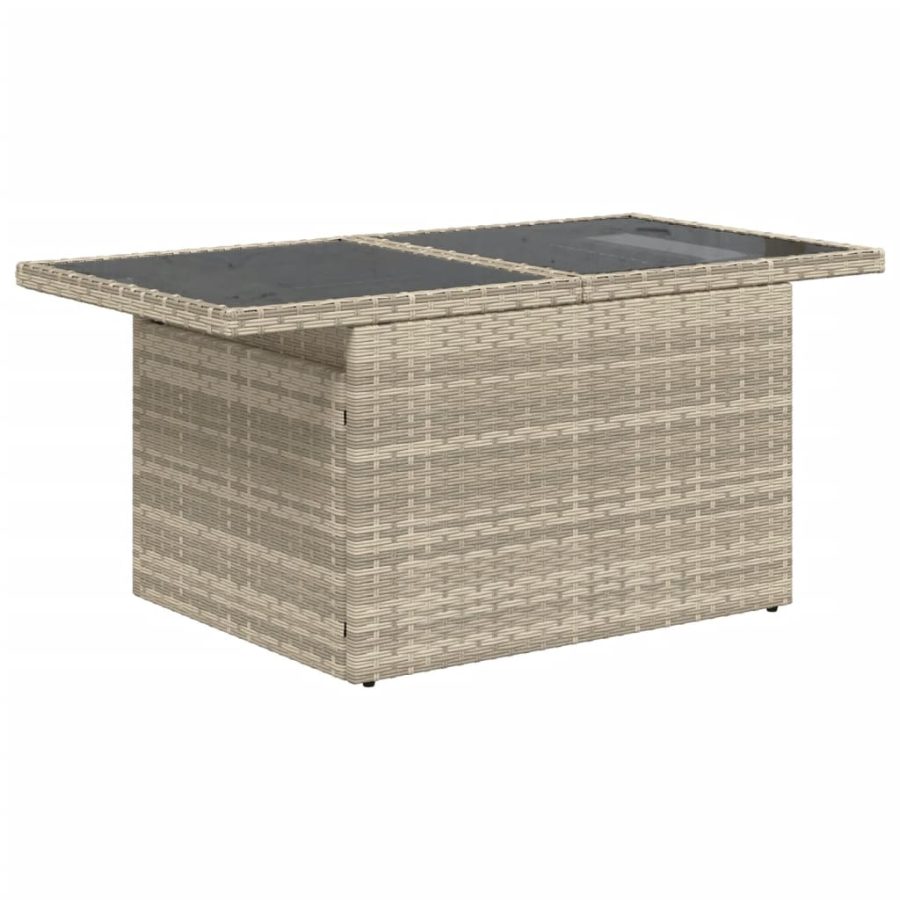 6-delige Loungeset met kussens poly rattan lichtgrijs - Afbeelding 3