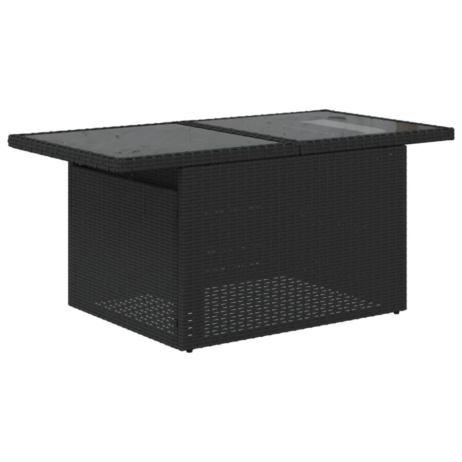11-delige Loungeset met kussens poly rattan zwart - Afbeelding 5