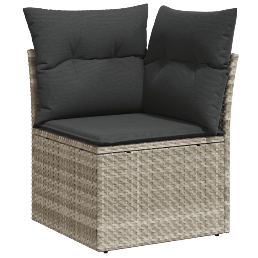 6-delige Loungeset met kussens poly rattan lichtgrijs - Afbeelding 5