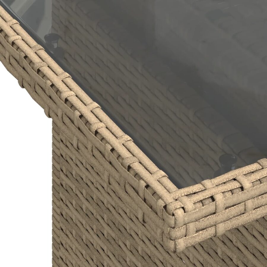 10-delige Loungeset met kussens poly rattan beige - Afbeelding 10
