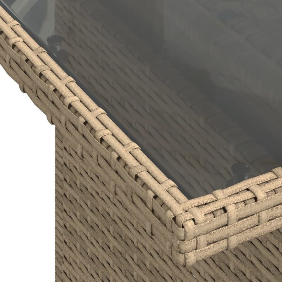 10-delige Loungeset met kussens poly rattan beige - Afbeelding 10