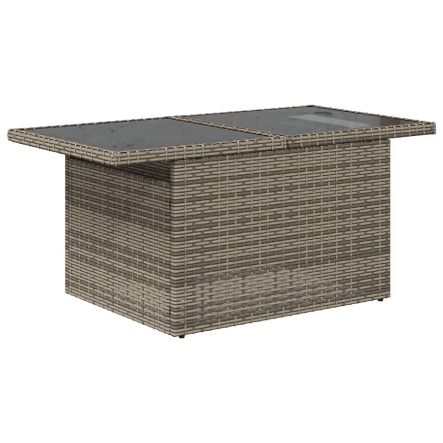 10-delige Loungeset met kussens poly rattan grijs - Afbeelding 5