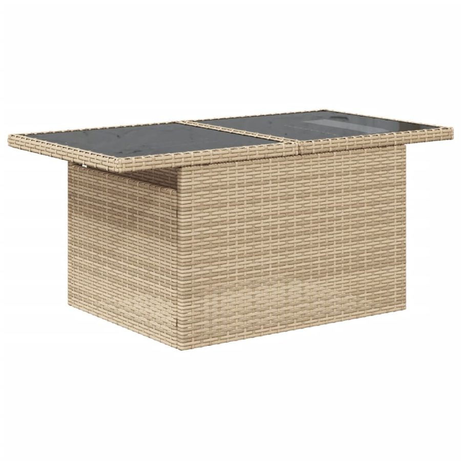 5-delige Loungeset met kussens poly rattan beige - Afbeelding 5