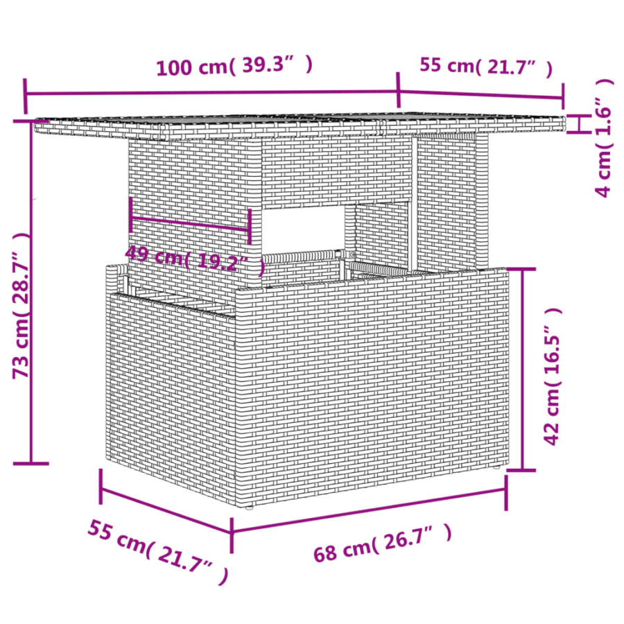 10-delige Loungeset met kussens poly rattan grijs - Afbeelding 12