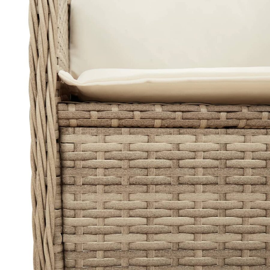 3-delige Loungeset met kussens poly rattan beige - Afbeelding 7