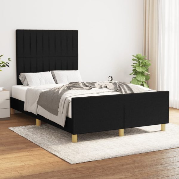 Bedframe met hoofdbord stof zwart 120x190 cm