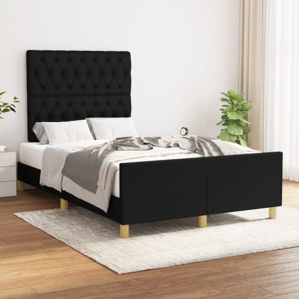 Bedframe met hoofdbord stof zwart 120x190 cm