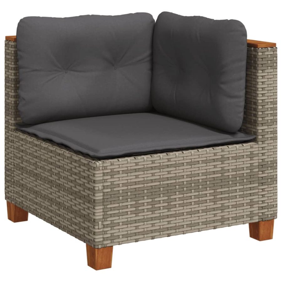 6-delige Loungeset met kussens poly rattan grijs - Afbeelding 3