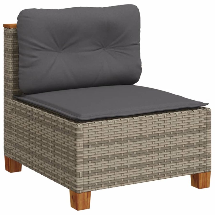 6-delige Loungeset met kussens poly rattan grijs - Afbeelding 4