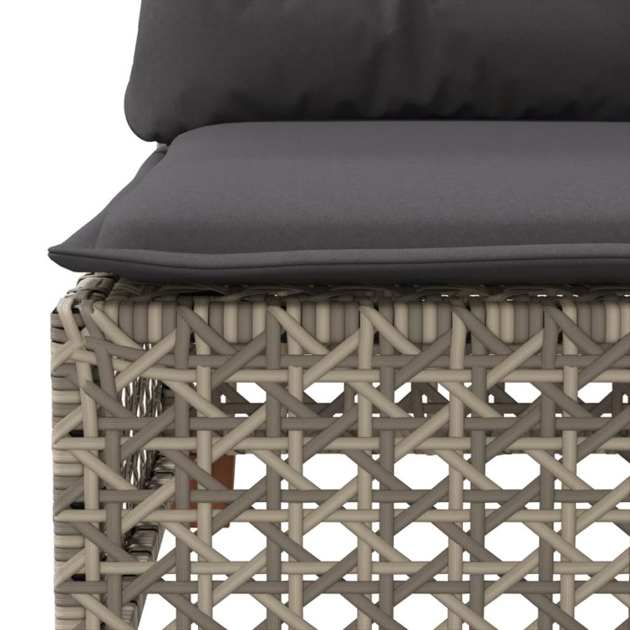 6-delige Loungeset met kussens poly rattan grijs - Afbeelding 5
