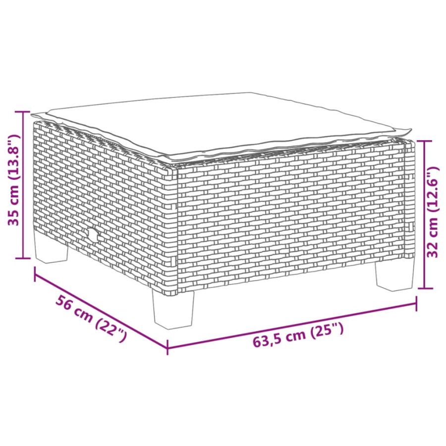 6-delige Loungeset met kussens poly rattan grijs - Afbeelding 11