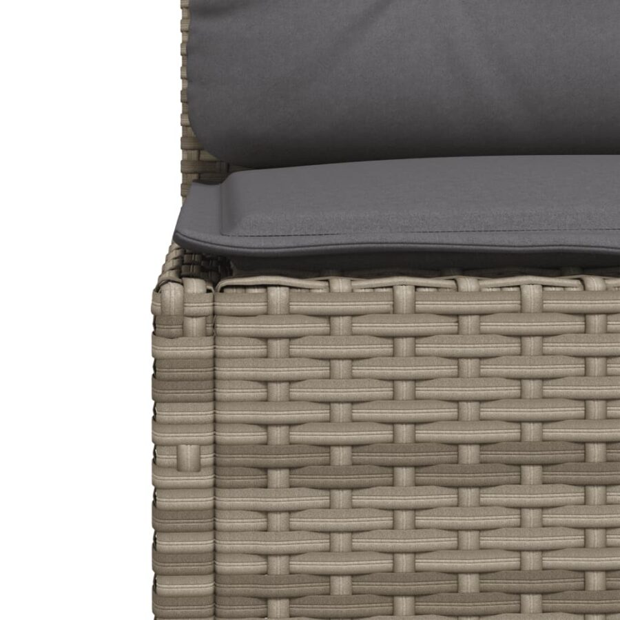 10-delige Loungeset met kussens poly rattan grijs - Afbeelding 6