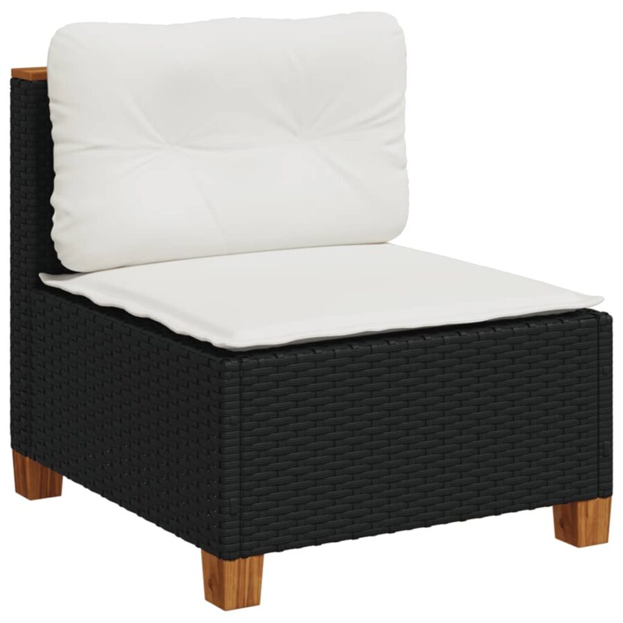 10-delige Loungeset met kussens poly rattan zwart - Afbeelding 4