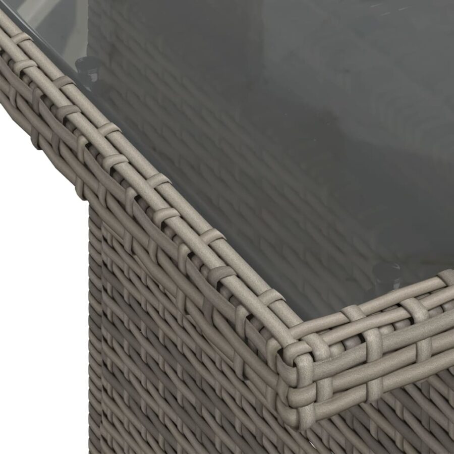 2-delige Loungeset met kussens poly rattan en glas grijs - Afbeelding 6