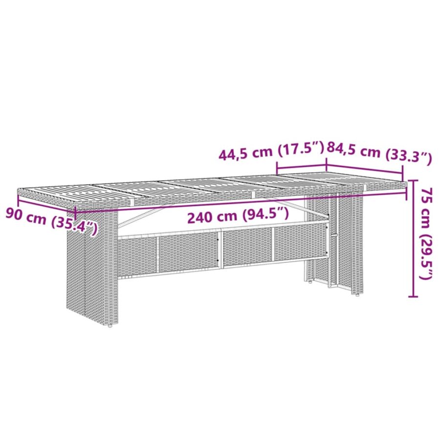 11-delige Bistroset met kussens poly rattan grijs - Afbeelding 8