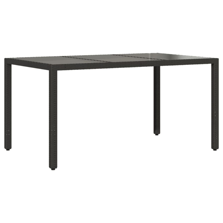 5-delige Tuinset met kussens poly rattan en glas zwart - Afbeelding 4