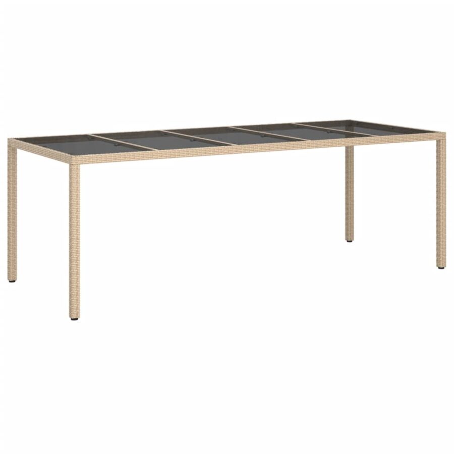 11-delige Tuinset met kussens poly rattan en glas beige - Afbeelding 4