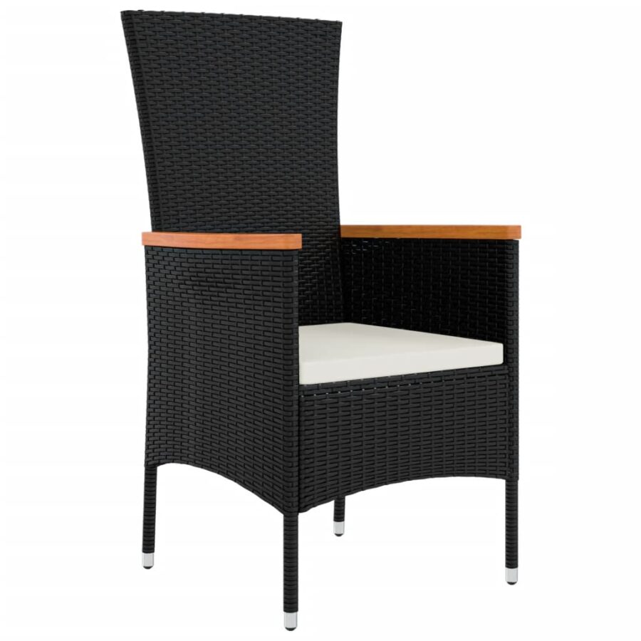 11-delige Tuinset met kussens poly rattan zwart - Afbeelding 4