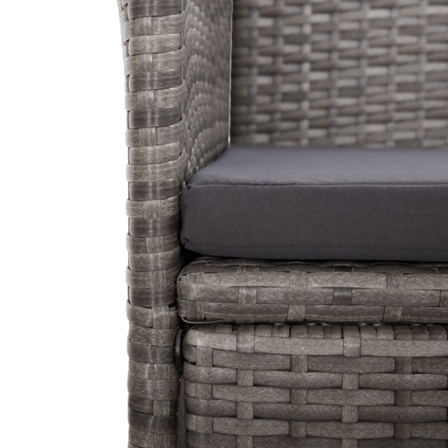 11-delige Tuinset met kussens poly rattan grijs - Afbeelding 5