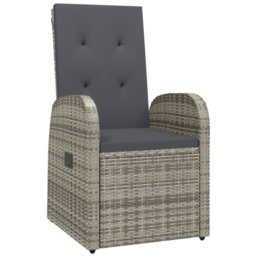 11-delige Tuinset met kussens poly rattan grijs - Afbeelding 4