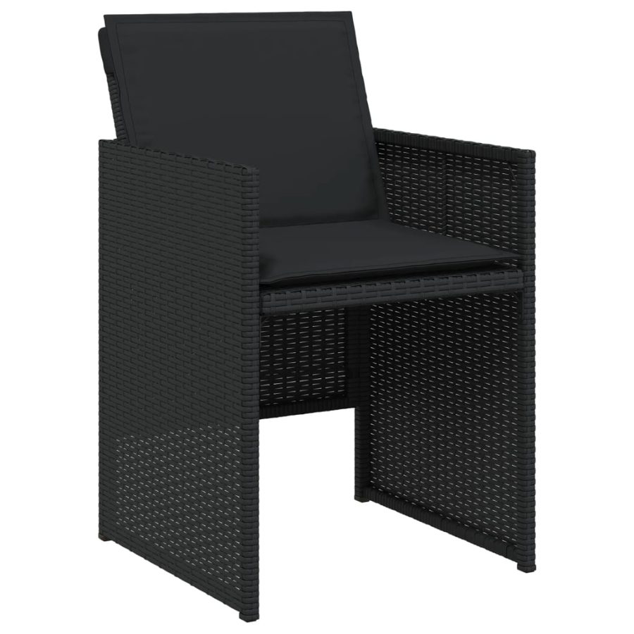 5-delige Tuinset met kussens poly rattan zwart - Afbeelding 5