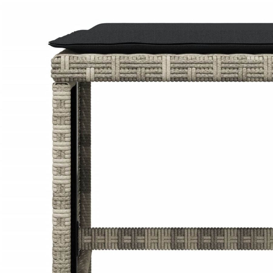 15-delige Tuinset met kussens poly rattan lichtgrijs - Afbeelding 10
