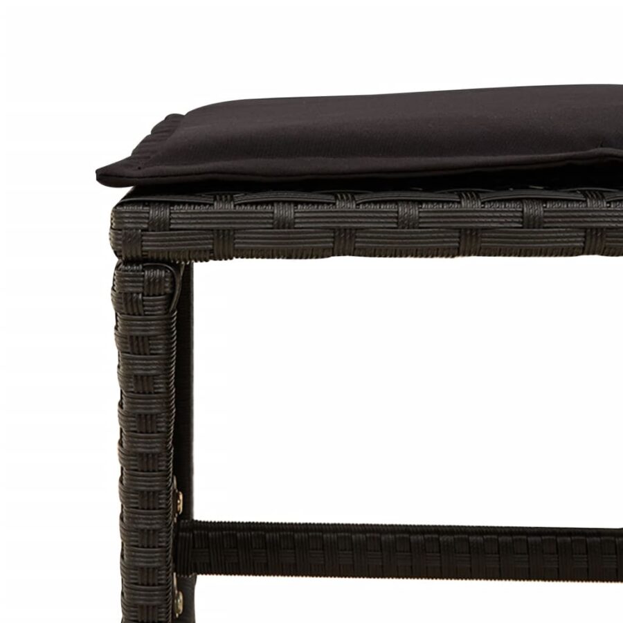 17-delige Tuinset met kussens poly rattan zwart - Afbeelding 10