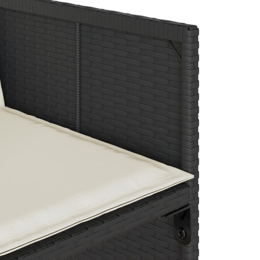 5-delige Tuinset met kussens poly rattan zwart - Afbeelding 8