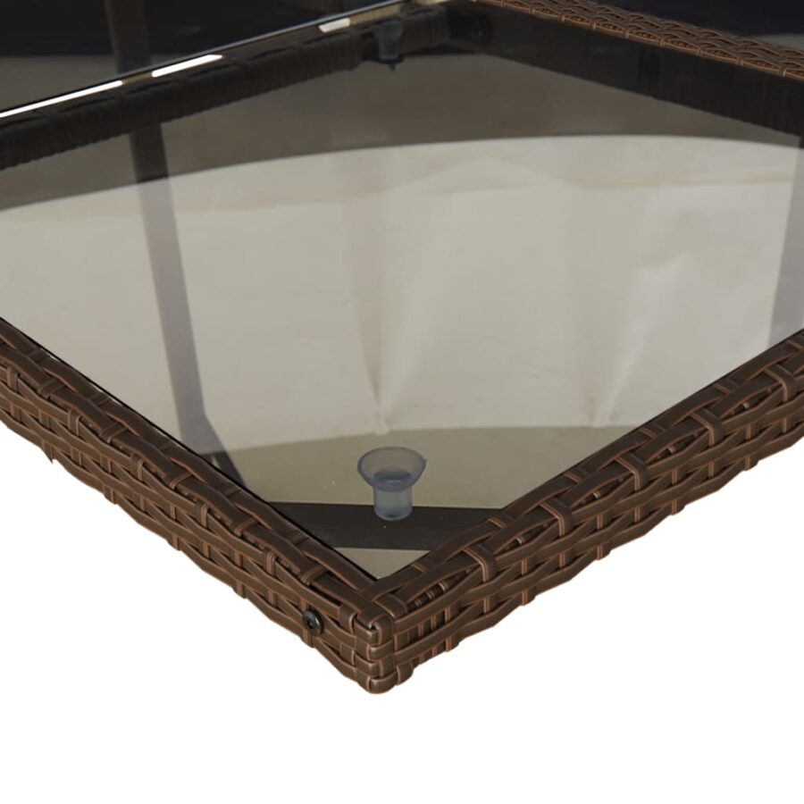 17-delige Tuinset met kussens poly rattan bruin - Afbeelding 9