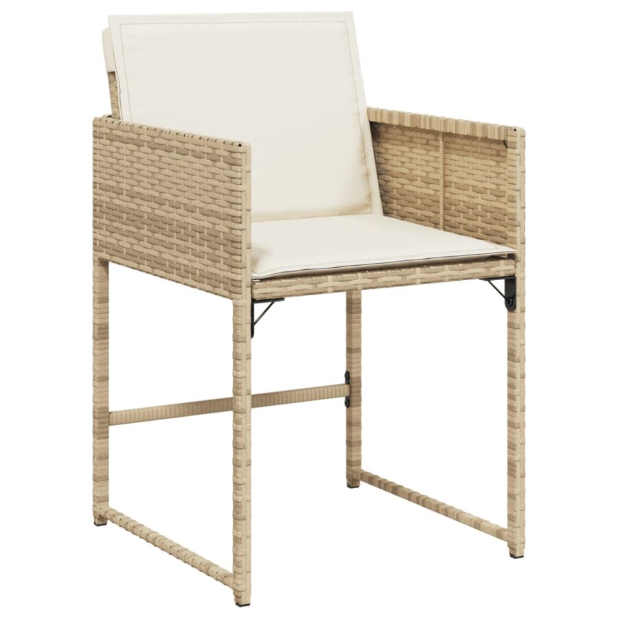17-delige Tuinset met kussens poly rattan beige - Afbeelding 6