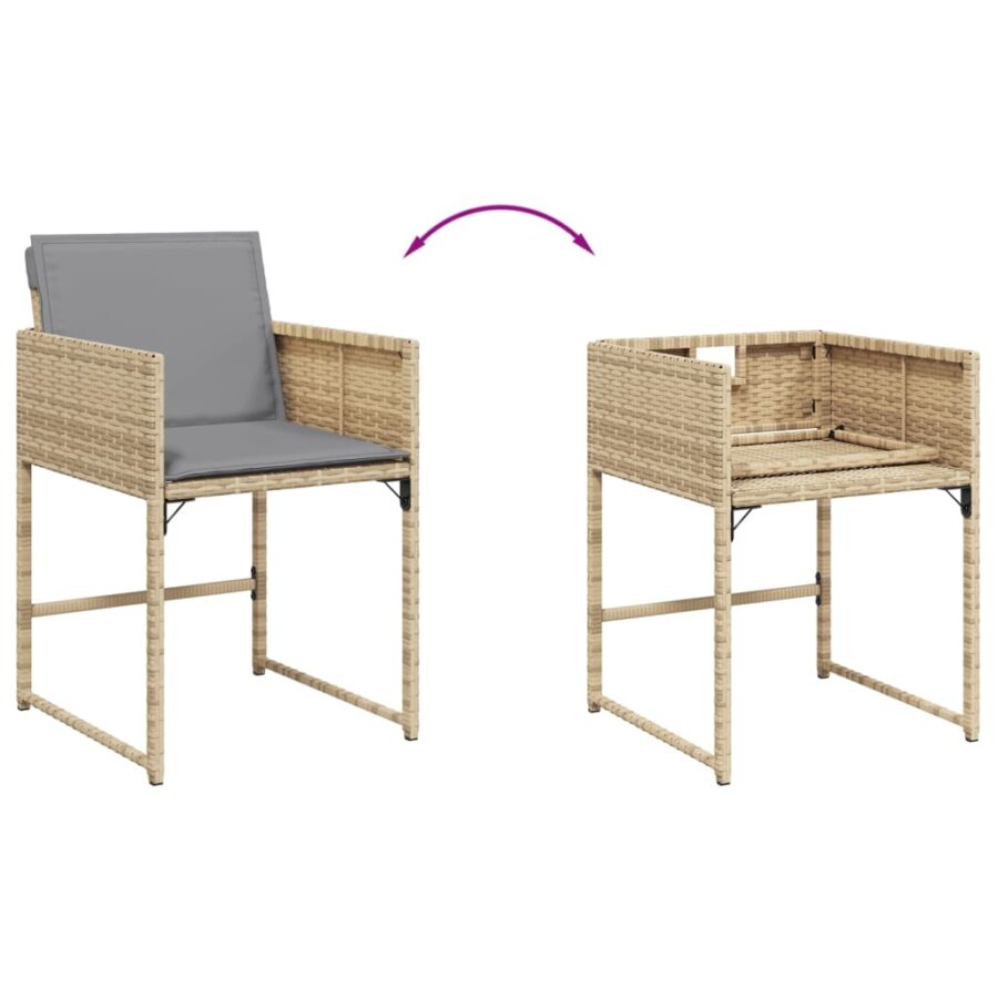 15-delige Tuinset met kussens poly rattan gemengd beige - Afbeelding 7