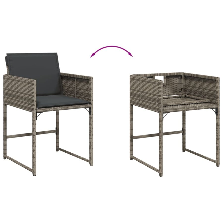 15-delige Tuinset met kussens poly rattan grijs - Afbeelding 7