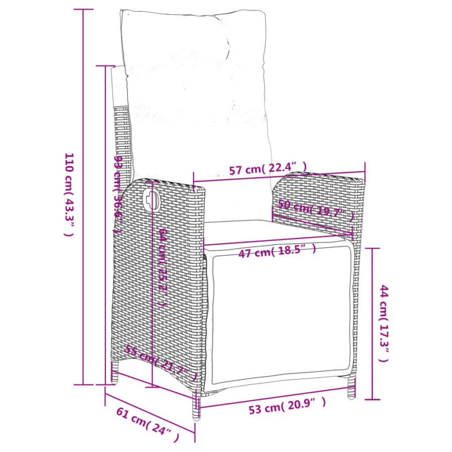 4-delige Tuinset met kussens poly rattan beige - Afbeelding 11