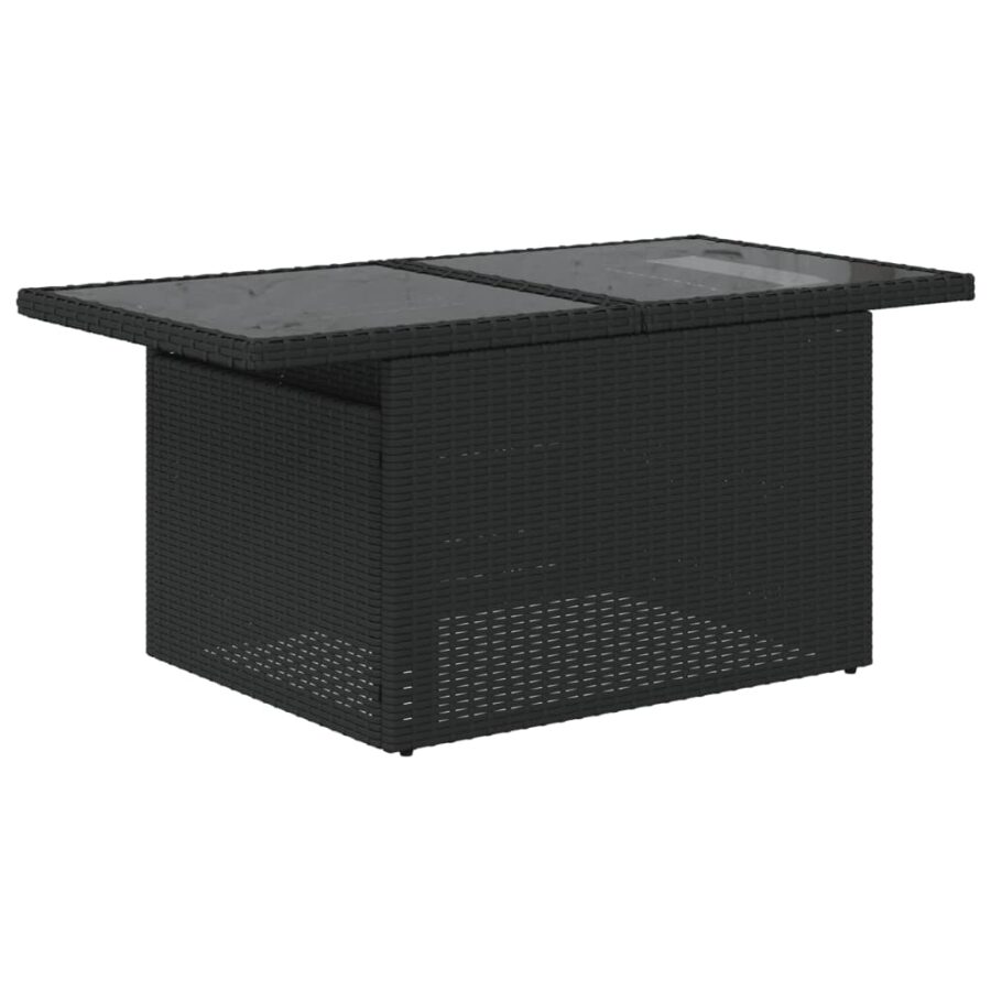 11-delige Loungeset met kussens poly rattan zwart - Afbeelding 7
