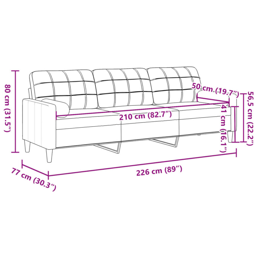 3-zitsbank met sierkussens 210 cm fluweel roze - Afbeelding 7