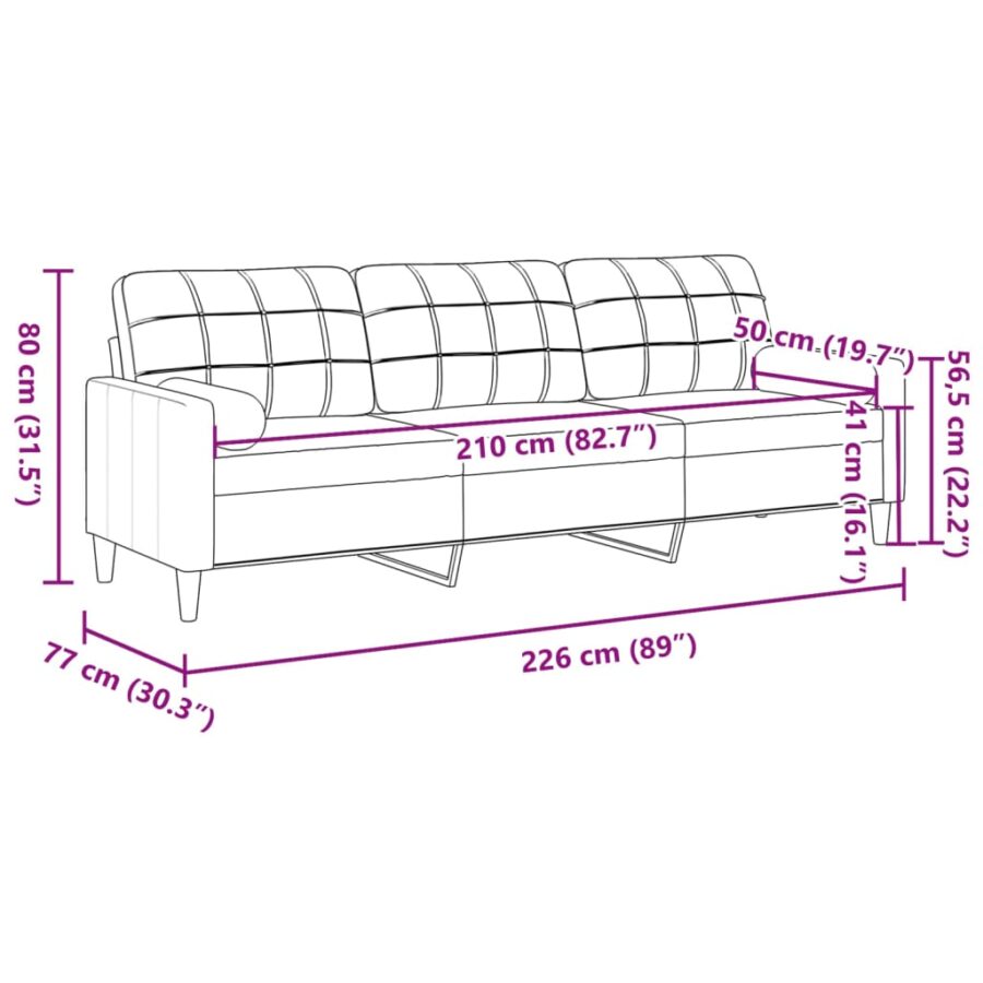 3-zitsbank met sierkussens 210 cm sierkussen fluweel wijnrood - Afbeelding 7