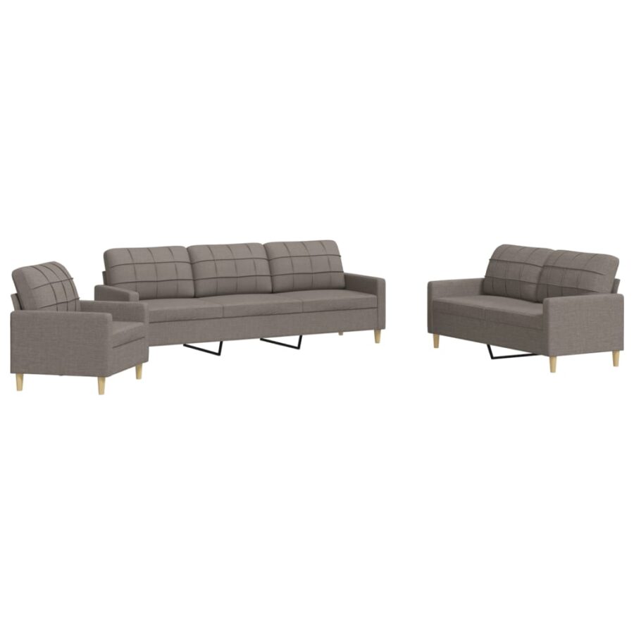 3-delige Loungeset stof taupe - Afbeelding 2