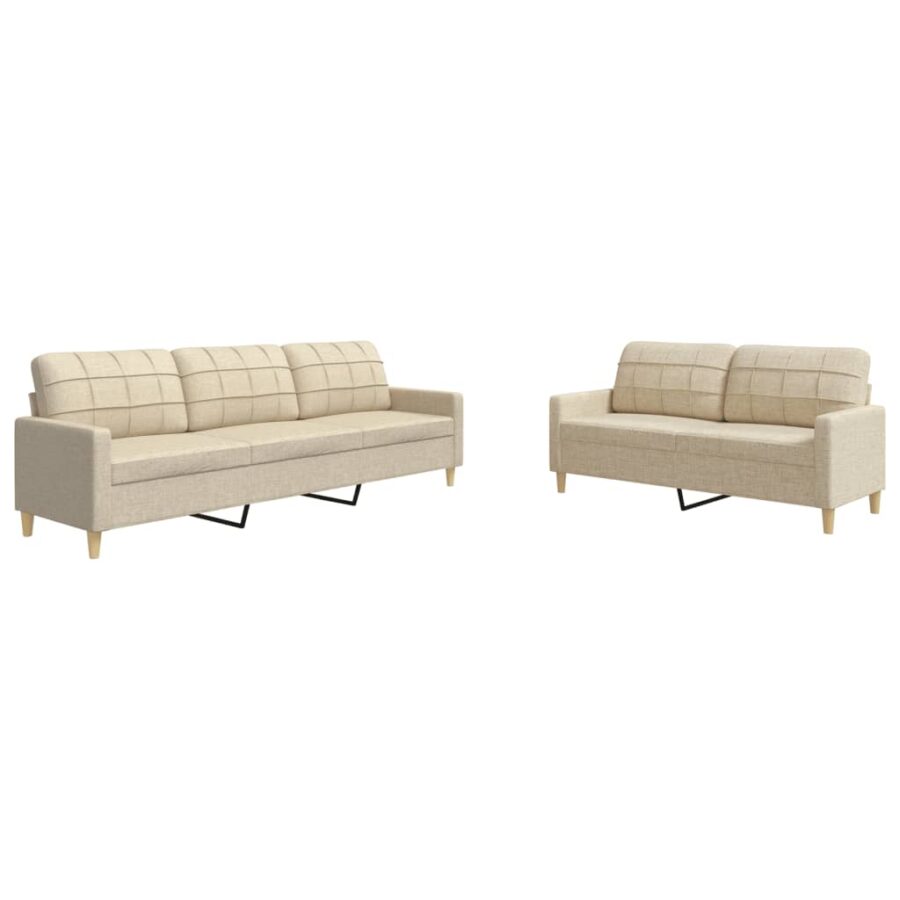 2-delige Loungeset stof crèmekleurig - Afbeelding 2