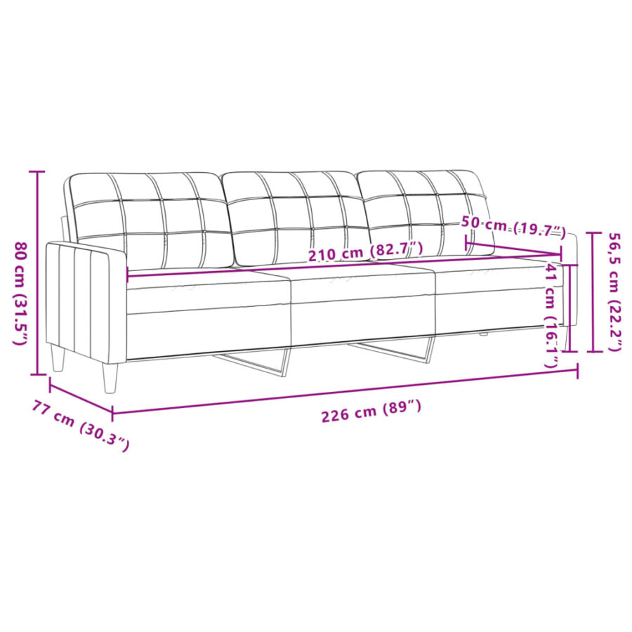 2-delige Loungeset stof crèmekleurig - Afbeelding 8