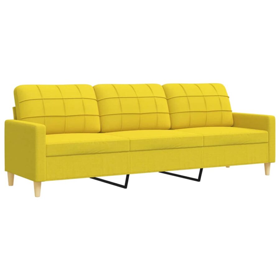 2-delige Loungeset met sierkussens stof lichtgeel - Afbeelding 5
