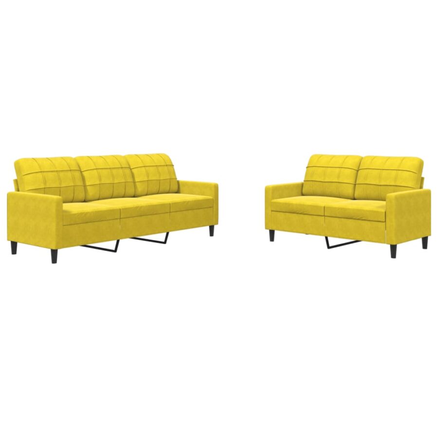 2-delige Loungeset met kussens fluweel geel - Afbeelding 2